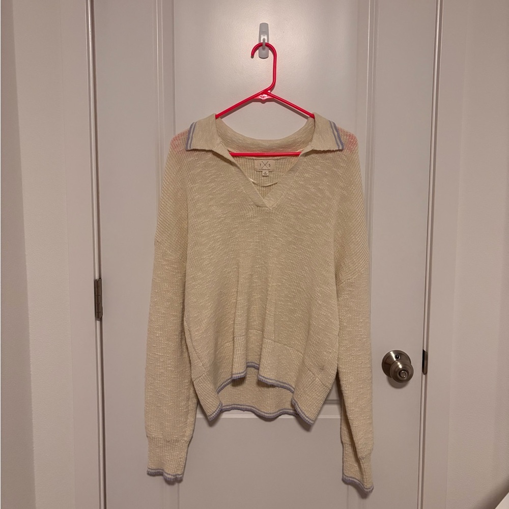 Thread & Supply Cream White Collared Sweater